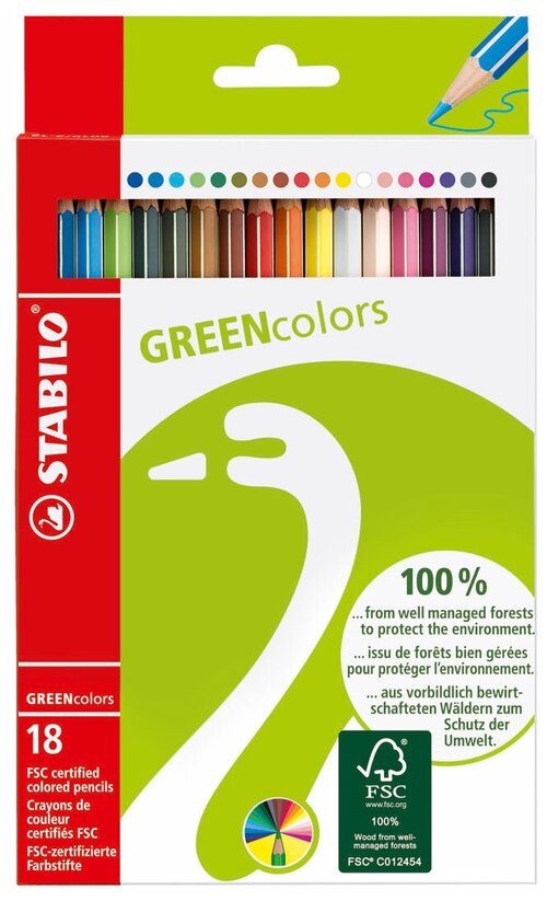 Набор цветных карандашей STABILO GREENcolors, 18 штук