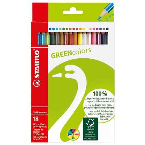 Набор цветных карандашей STABILO GREENcolors, 18 штук