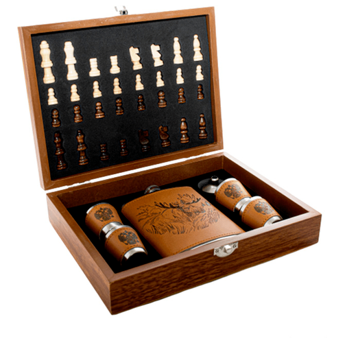 Подарочный набор Luxury Gift Шахматы, фляжка со стопками, воронка