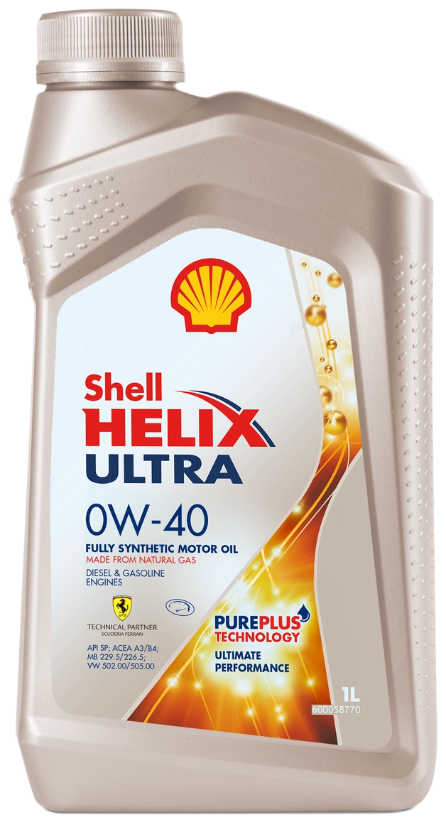 Синтетическое моторное масло SHELL Helix Ultra 0W-40 SP, 1 л