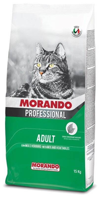 Morando Professional Gatto Сухой корм для взрослых кошек Микс с овощами, 15 кг