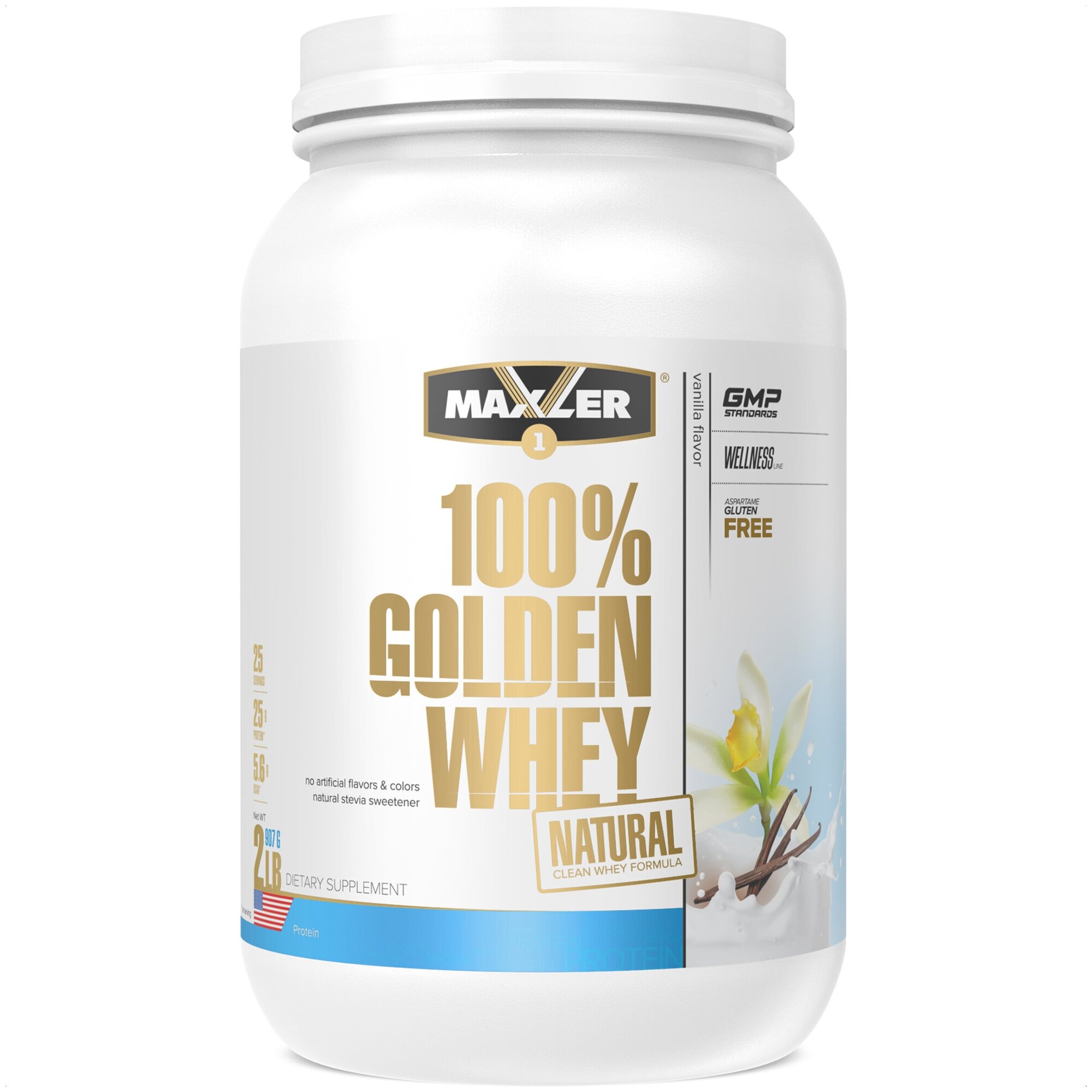 Maxler 100% Golden Whey Natural 907 гр 2 lb (Maxler) Ваниль