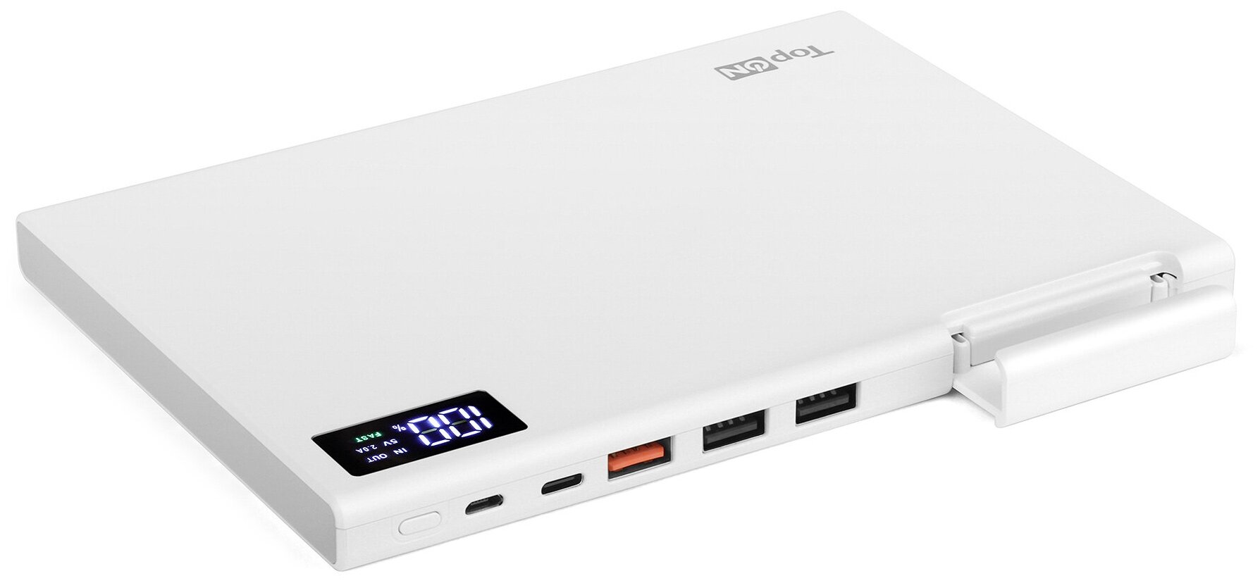 Внешний аккумулятор TopON TOP-MAX2 30000mAh QC3.0, Power Delivery. Type-C, MicroUSB, 3 USB-порта и кредл (белый)