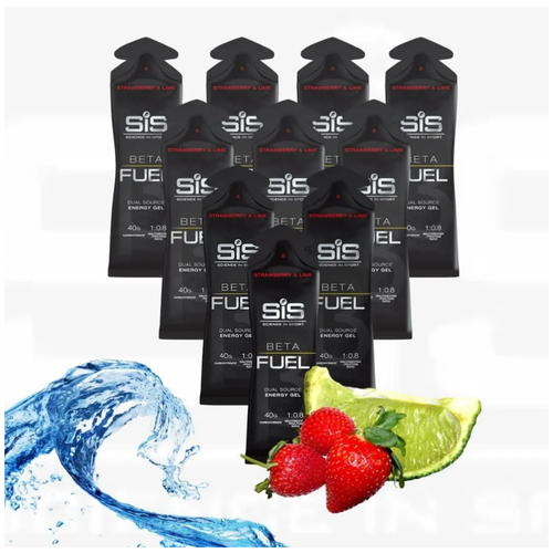 SiS, Энергетический гель Beta Fuel Energy Gel , Вкус Клубника/Лайм, 10 штук по 60 мл