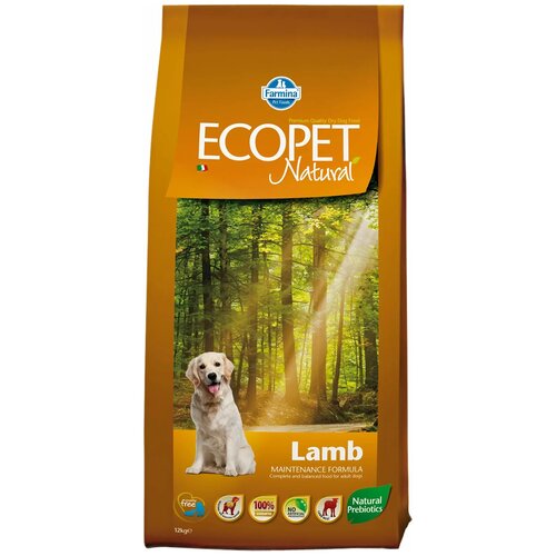 Farmina Ecopet Natural Lamb Сухой корм для взрослых собак с Чувствительным пищеварением и Аллергией Ягненок 12 кг