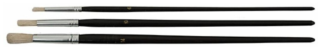 Кисти художественные, натуральная щетина, деревянная ручка, круглые, набор 3 шт.