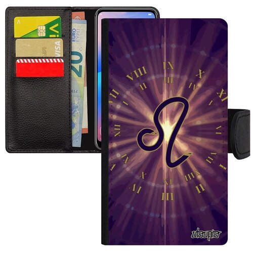 фото Простой чехол книжка на телефон // apple iphone 8 // "гороскоп лев" дизайн астрологический, utaupia, фиолетовый