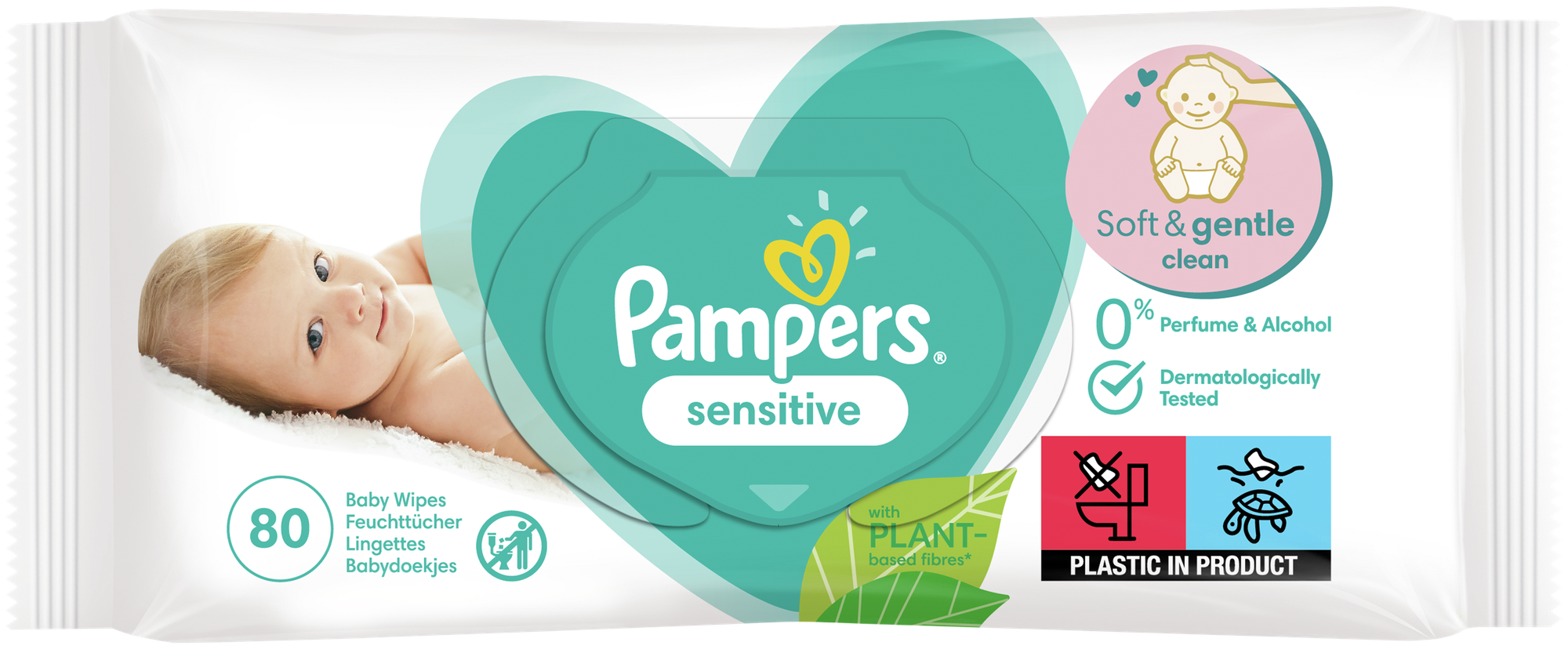 Детские влажные салфетки Pampers Sensitive 80 шт.