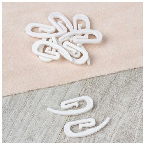 фото Крючок для штор «улитка», 31 × 12 × 2 мм, 10 шт, цвет белый qwen