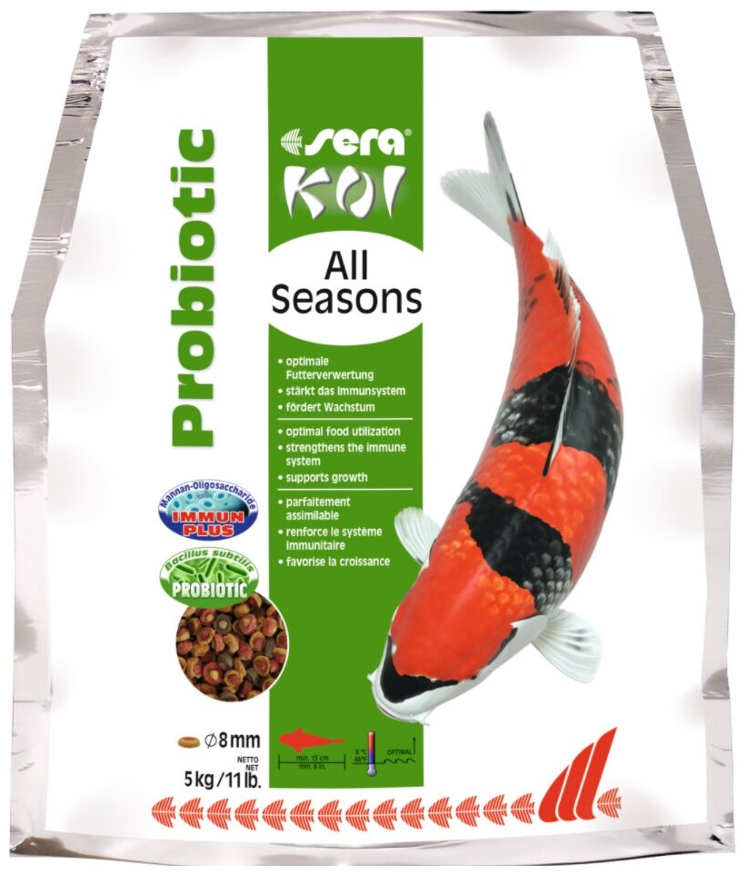 Корм для прудовых рыб Sera Koi All Seasons Probiotic, гранулы, 5 кг