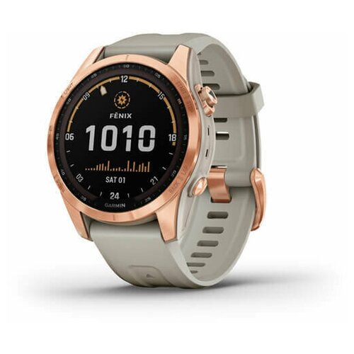 Часы Garmin Fenix 7S Solar с технологией солнечной зарядки розовое золото с песочным силиконовым ремешком 010-02539-11 11989900₽