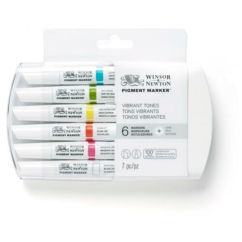 Набор маркеров W &N Pigment Marker 6 штук яркие оттенки Winsor Newton 0290046