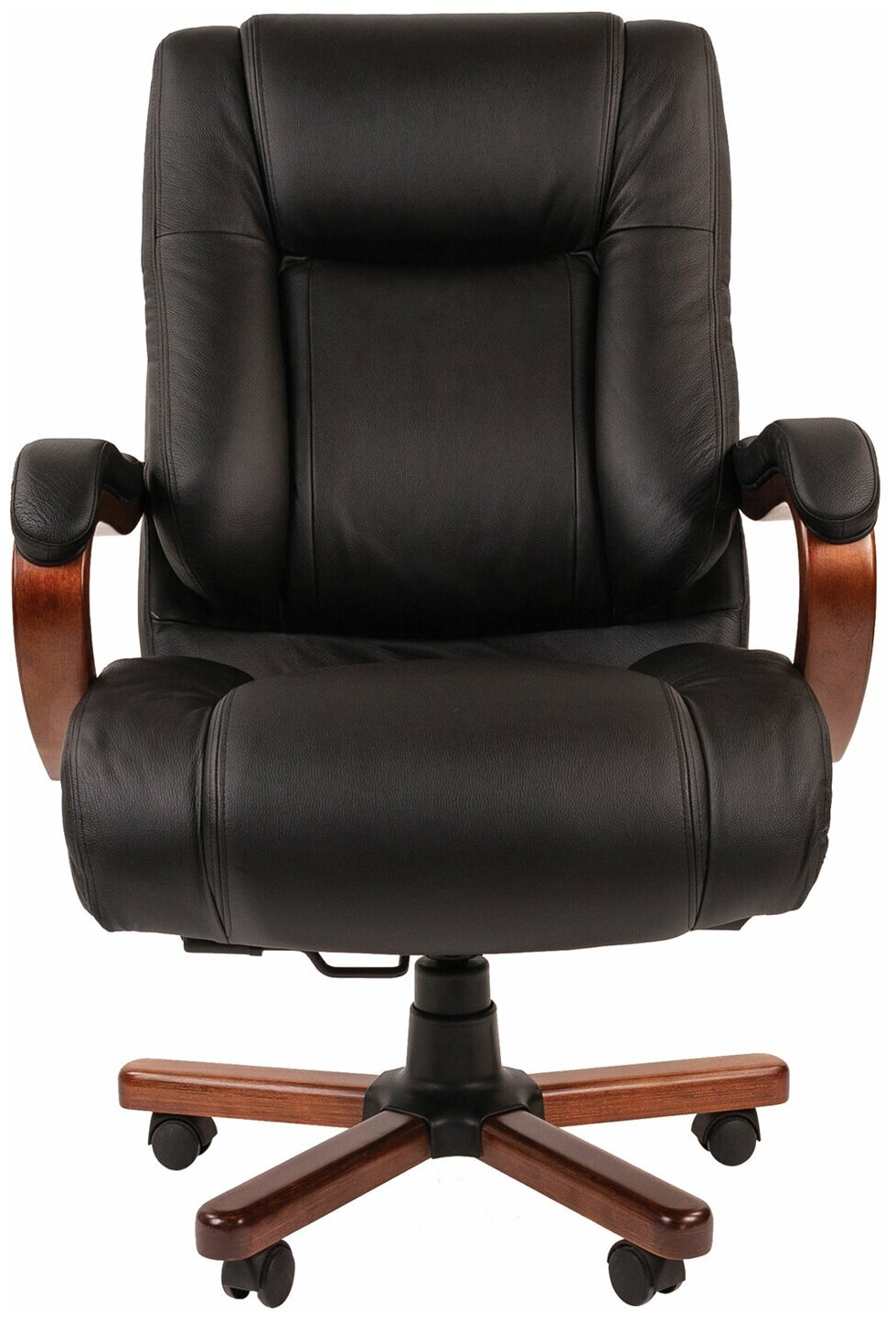 Кресло из натуральной кожи CH 503, нагрузка до 180 кг, дерево, черное - фотография № 4