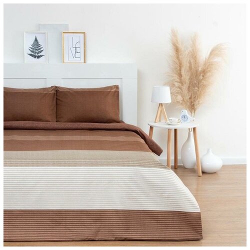 фото Постельное белье этель дуэт "стиль" цв. коричневый 150*215см-2 шт, 225*240см, 50*70±3 см-2 шт, новосатин 6944225