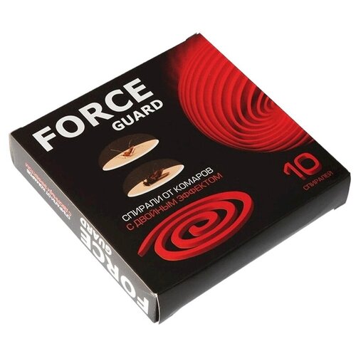 Force Guard Спирали от комаров и мух (дымные) c двойным эффектом, красные, 10 шт