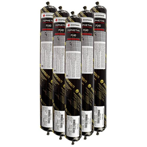 Универсальный строительный полиуретановый клей герметик для швов EcoRoom PU40, 600 мл высокопрочный, высокоэластичный, устойчив к УФ, белый, 5 шт.