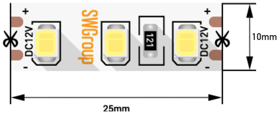 Светодиодная лента SWG "SWG2120-12-12-W" 12V IP20 SMD2835 12 Вт/м, 1050 Лм/м, 120 диодов на 1 метр, ширина 10 мм, цвет холодный белый - фотография № 5