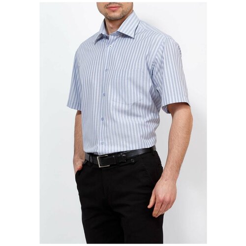 фото Рубашка мужская короткий рукав casino c221/0/2757, прямой силуэт / сlassic fit, цвет голубой, рост 174-184, размер ворота 39