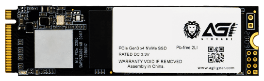 Накопитель SSD M.2 2280 AGI AGI256G16AI198 AI198 256GB PCIe Gen3x4 NVMe 3D TLC 1936/1217MB/s IOPS 92K/241K MTBF 1.6M 100TBW 0.36DWPD RTL