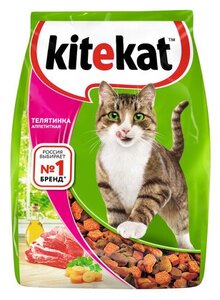 Фото Kitekat Сухой корм для кошек с аппетитной телятиной 10132145 0,35 кг 24917 (18 шт)