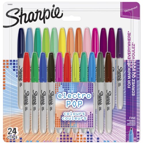 фото Набор маркеров перманентных paper mate fine 1940862 sharpie пулевидный пиш. наконечник 0.9мм ассорти блистер 24шт.