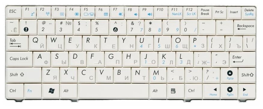 Клавиатура для ноутбуков Asus EEE PC 900HA RU, White