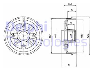 Барабан тормозной DELPHI BF324 180x46 для Peugeot 106 Citroen Saxo