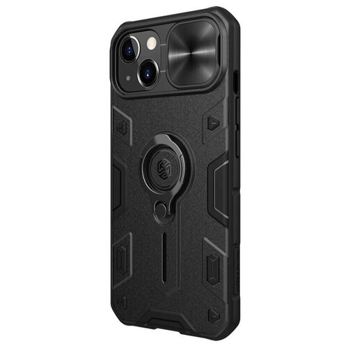 Противоударный чехол с кольцом и защитой камеры Nillkin CamShield Armor Case для iPhone 13 черный nillkin camshield armor противоударный чехол с защитой камеры и кольцом для iphone 13