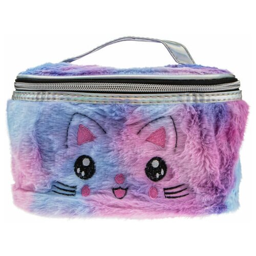 Косметичка-чемоданчик Lukky плюш. Кошка, сиреневая,20х13х12 см