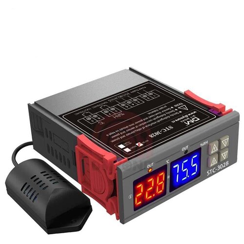 Терморегулятор / Гигростат STC-3028, 220 В, 2*10А , до 2200 Ватт. Регулятор влажности и температуры цифровой регулятор температуры и влажности stc 3028