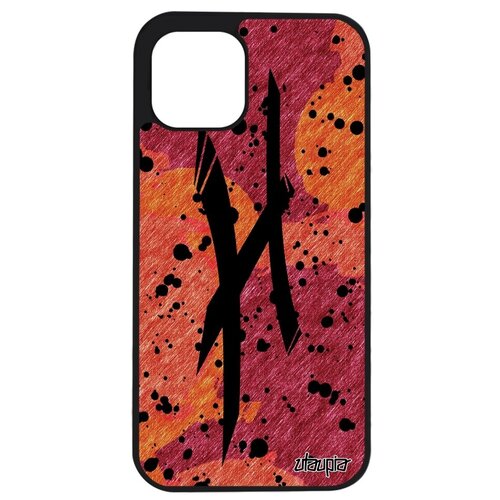 фото Противоударный чехол на смартфон // apple iphone 12 pro max // "знак зодиака рыбы" созвездие каллиграфия, utaupia, оранжевый