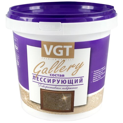 Декоративное покрытие VGT Gallery лессирующий состав, бесцветный, 0.9 кг