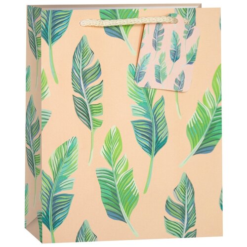 фото Пакет подарочный, летящие листья, кремовый, 32*26*13 см, 1 шт. дон баллон