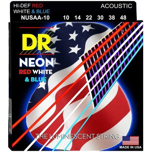 Струны для акустической гитары DR String NUSAA-10 dr nob 50 hi def neon струны для 4 струнной бас гитары с люминесцентным покрытием оранжевые 50