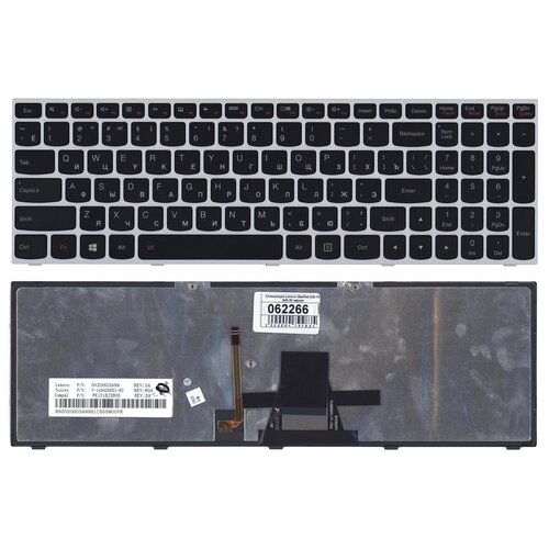 Клавиатура для ноутбука Lenovo IdeaPad Flex 2-15 Z70-80 черная с серой рамкой и подсветкой 1990₽