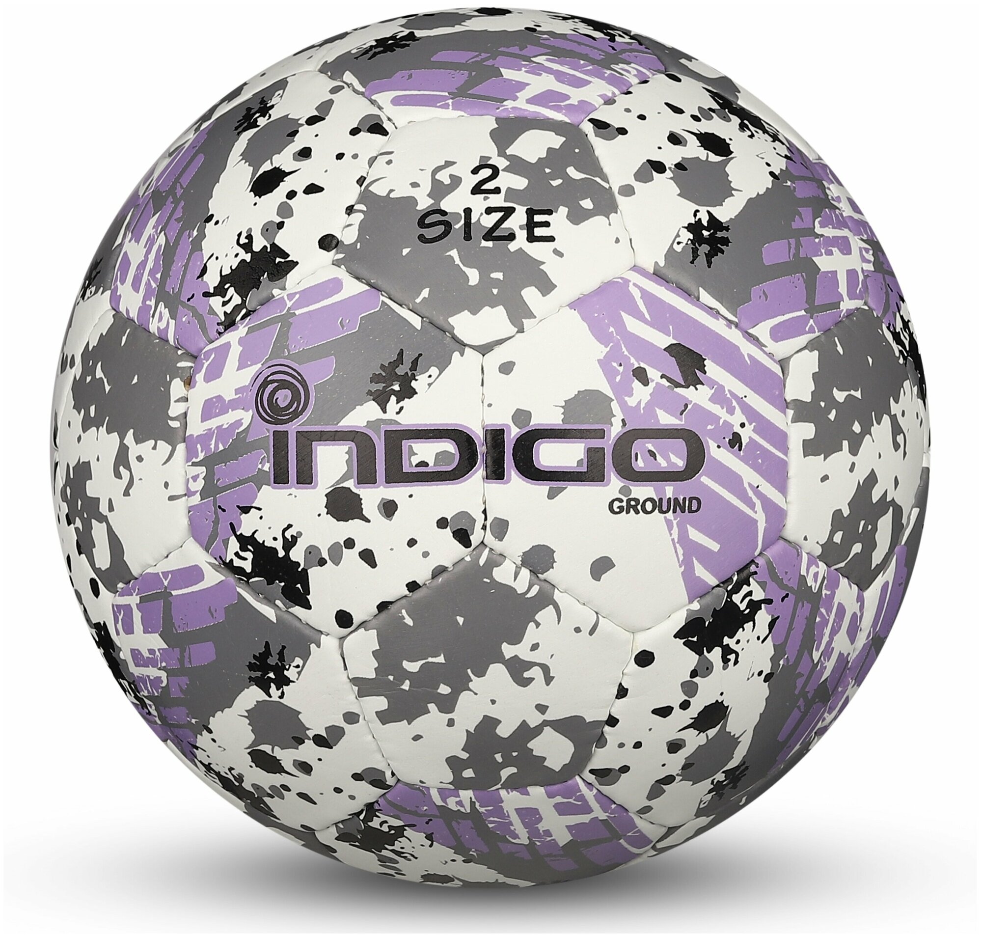Мяч футбольный №2 IN030 INDIGO GROUND тренировочный (PU 1.2мм) Сувенирный Бело-серо-фиолетовый