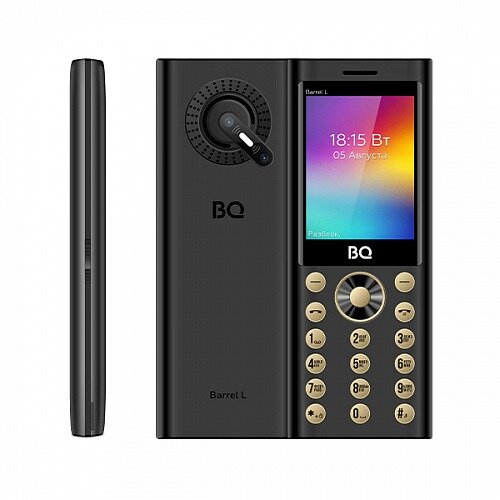 Телефон BQ 2458 Barrel L, 3 SIM, черный/золотой телефон bq 2005 disco 2 sim золотой