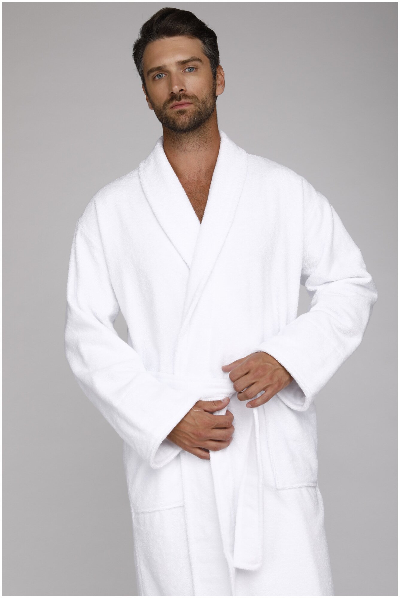Мужской банный халат Arctic White (Е 363) размер XL (54-56), белый - фотография № 4