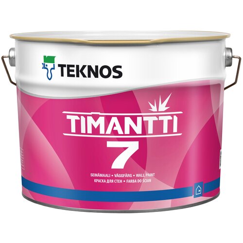 Краска акриловая TEKNOS Timantti 7 влагостойкая моющаяся матовая бесцветный 9 л