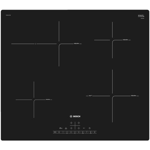 Индукционная варочная панель BOSCH PUF611FC5E, цвет панели черный, цвет рамки черный bosch варочная панель bosch pcq7a5m90