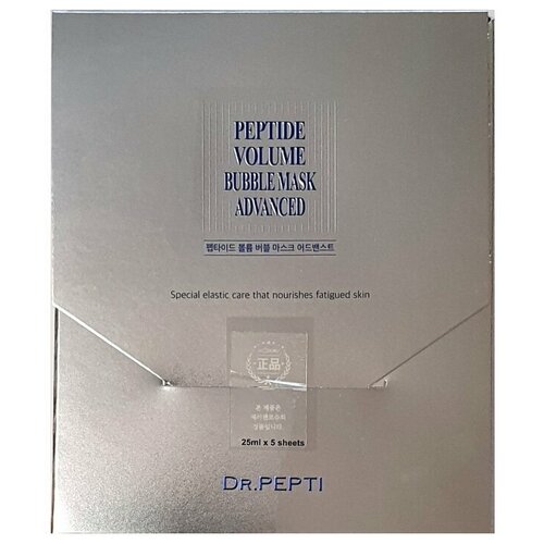 Anti-age маска тканевая для лица пузырьковая Peptide Volume Bubble Mask, Dr. Pepti+, 1 пачка (5 шт)