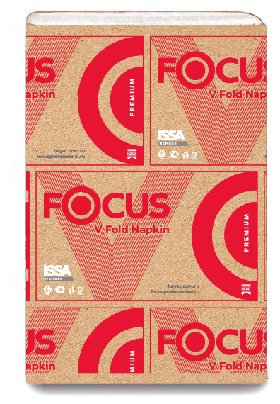 Салфетки бумажные диспенсерные Focus Premium(N4) (V-сл), 2-слойные, 200л/пач. 16,8*23см, белые, 15 штук, 299971 - фотография № 2