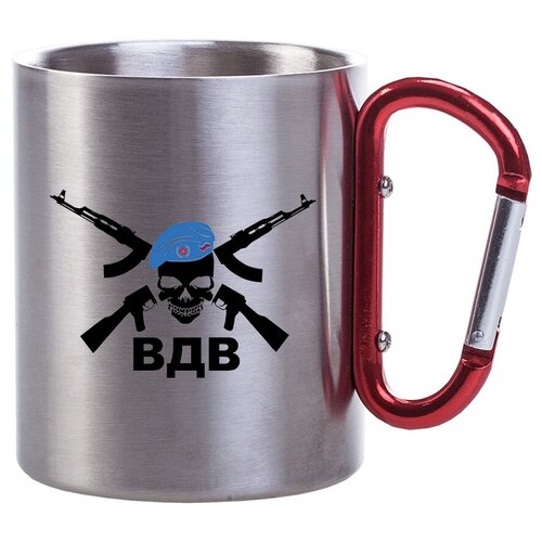фото Металлическая кружка с карабином вдв, череп в синем берете drabs