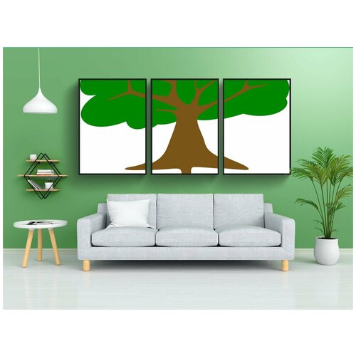 фото Набор модулных постеров для интерьера "дерево, корнеплоды, листья" 60x90 см. в тубусе, без рамки lotsprints