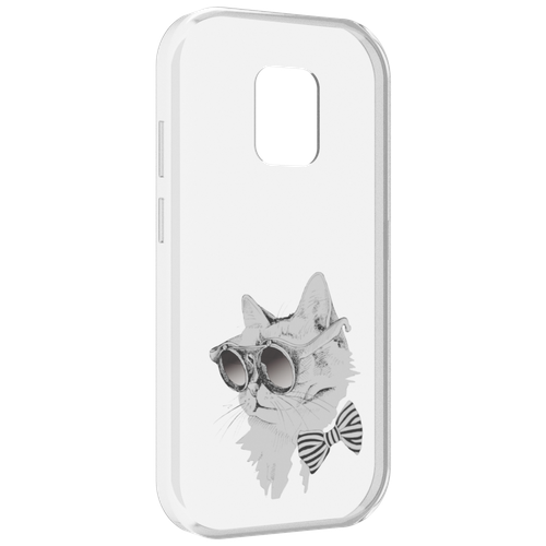 Чехол MyPads крутая кошка в очках для UleFone Power Armor 14 / 14 Pro задняя-панель-накладка-бампер