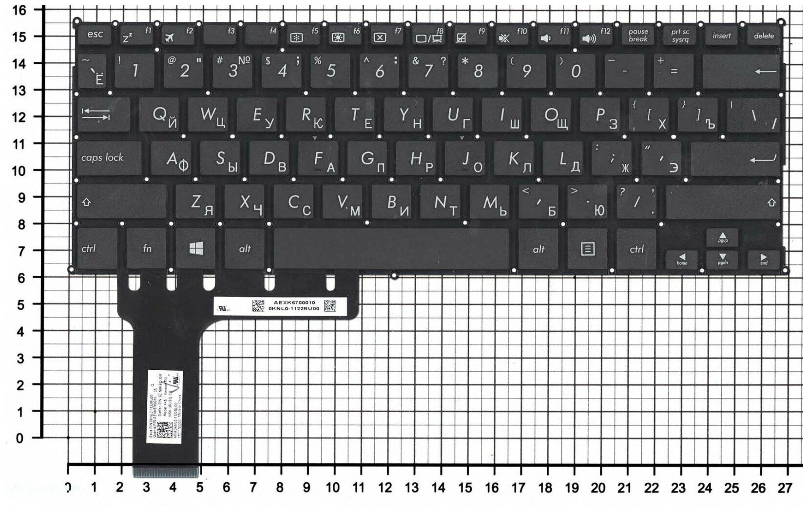 Клавиатура для ноутбука Asus AEXK6700010 черная без рамки