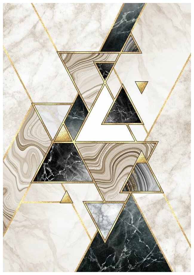 Фотообои Уютная стена "Мраморные треугольники с эффектом объема" 190х270 см Виниловые Бесшовные (единым полотном)