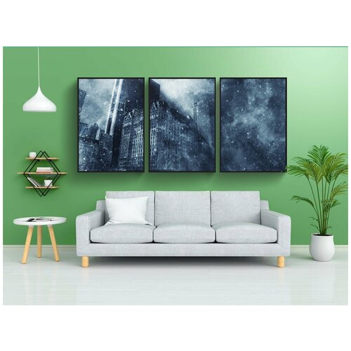 фото Набор модулных постеров для интерьера "метель, снег, снегопад" 60x90 см. в тубусе, без рамки lotsprints