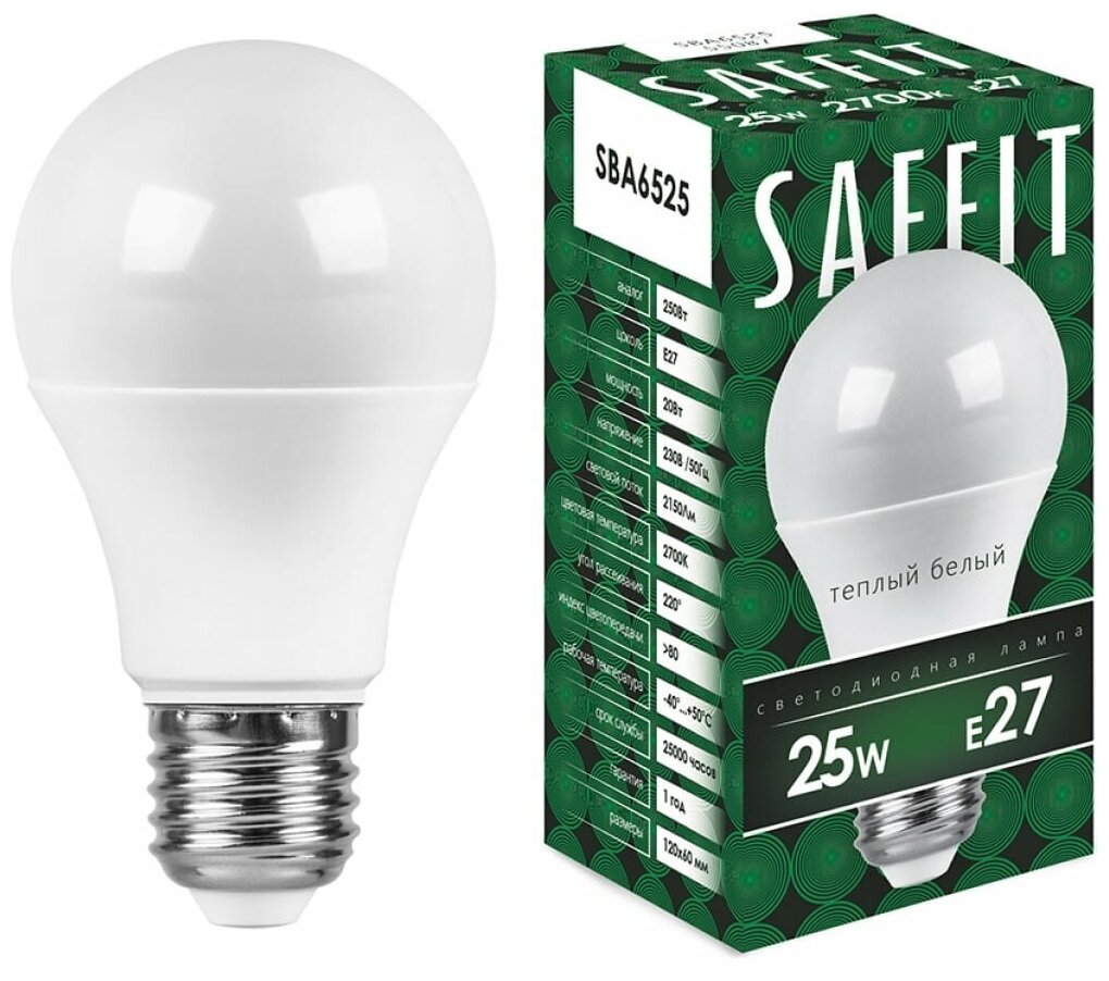 SAFFIT Лампа светодиодная, 25W 230V E27 2700K, SBA6525 55087