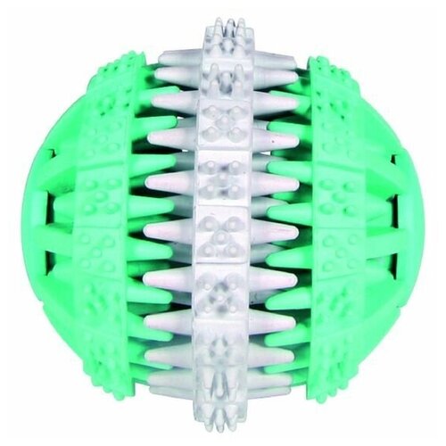 Мяч DentaFаn, резина, 6 сантиметров, белый/зеленый мяч dentalfun бейсбол резина 11 5 сантиметров
